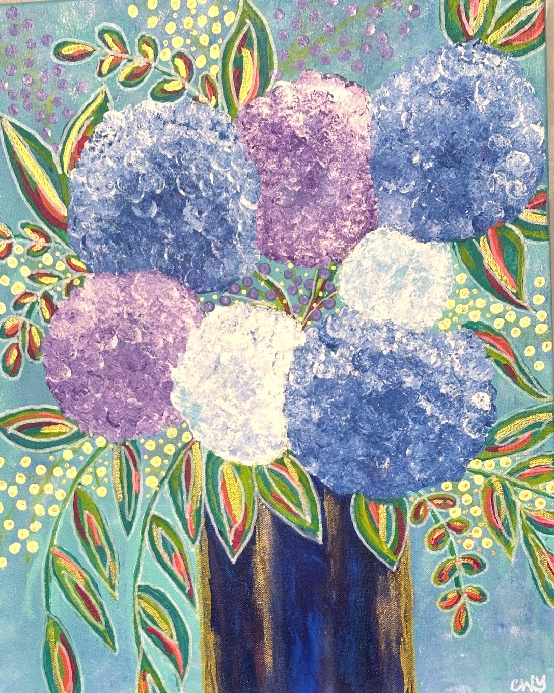 blue hydrangea art